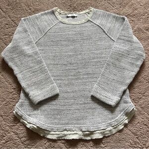 Vince‎ Silk Trim Cotton Long Sleeve Pullover Women's Size M